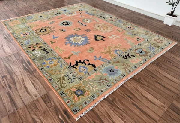 Orange Indian Handmade Oushak Rug