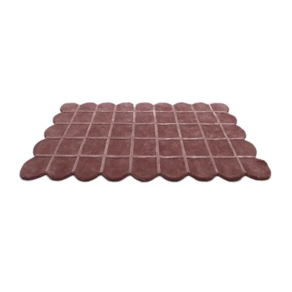 Luxury Hand Tufted Silk and wool Rug Scalloped Edge Grid Design