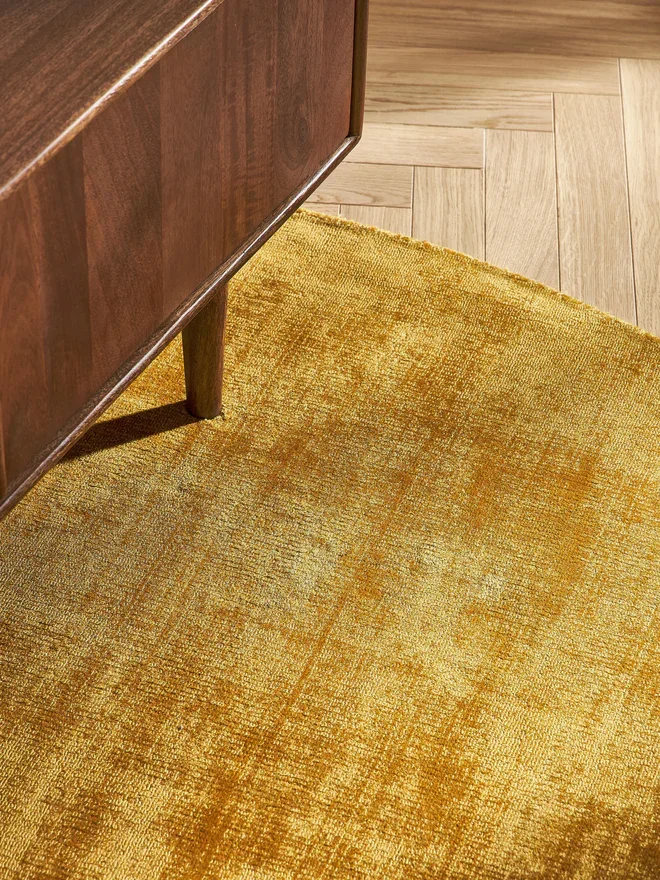 Luxury Handmade Mustard Gold Round Area Rug – Modern Solid Color Soft Carpet for Living Room & Bedroom