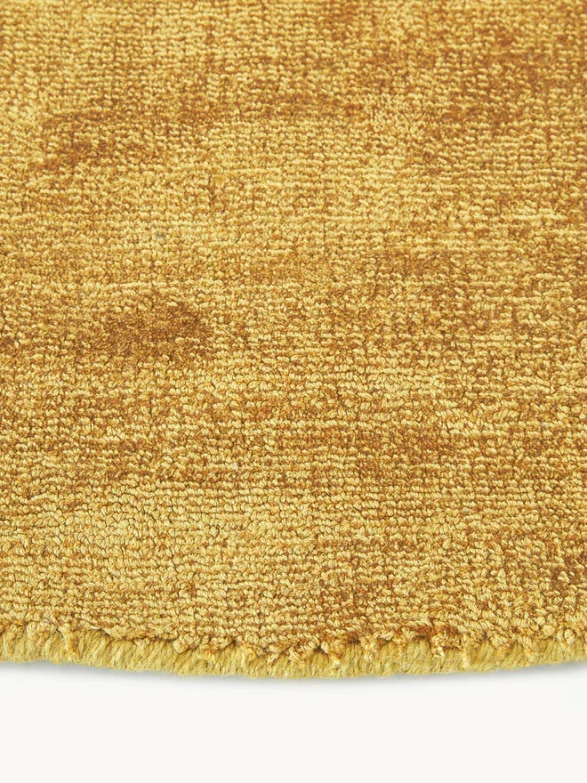 Luxury Handmade Mustard Gold Round Area Rug – Modern Solid Color Soft Carpet for Living Room & Bedroom